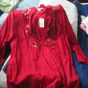 Dressy Red Shirt with Sparkles